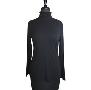 Time and Tru black turtleneck top long sleeve stretch knit size medium